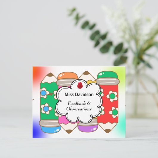 leraar Feedback Commentaar op Student Notitiekaartje (Staand voorkant)