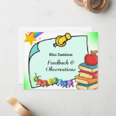  leraar Feedback Commentaar op Student Notitiekaartje (Voorkant / Achterkant in situ)