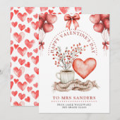Leraar Fijne Valentijnsdag    Feestdagenkaart (Voorkant / Achterkant)
