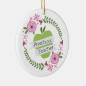 Leraar Floral Wreate Green Apple Keramisch Ornament (Rechts)