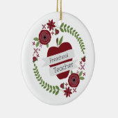 Leraar Floral Wreath Red Apple Keramisch Ornament (Rechts)