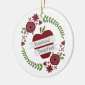Leraar Floral Wreath Red Apple Keramisch Ornament (Links)