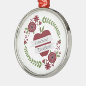 Leraar Floral Wreath Red Apple Metalen Ornament (Links)