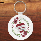 Leraar Floral Wreath Red Apple Sleutelhanger (Voorkant)