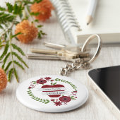 Leraar Floral Wreath Red Apple Sleutelhanger (Zijkant)