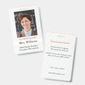 Leraar Foto ID Badge klaslokaal, ik zonder masker (Front & Back)