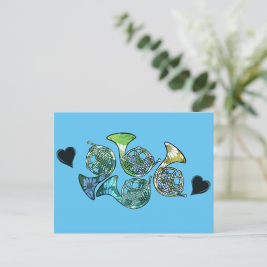 leraar Franse Horn Marching Band Briefkaart (Staand voorkant)