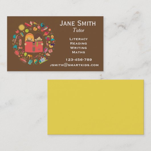 leraar freelance geletterdheid of leraar voor kind visitekaartje (Voorkant / Achterkant)