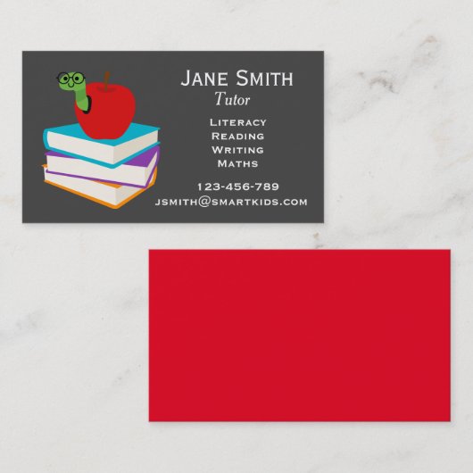 leraar freelance geletterdheid of leraar voor kind visitekaartje (Voorkant / Achterkant)