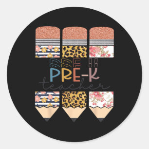 Leraar Fun Leopard Pencil Happy First Day van Scho Ronde Sticker