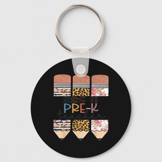 Leraar Fun Leopard Pencil Happy First Day van Scho Sleutelhanger (Voorkant)