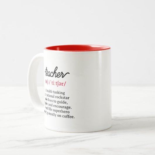 Leraar Funny Definition Tweekleurige Koffiemok (Voorkant links)