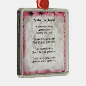 Leraar gedicht - Roze Floral edge Design Metalen Ornament (Rechts)