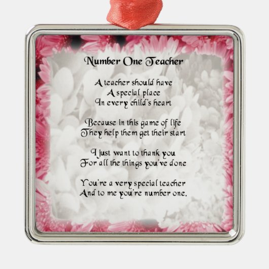 Leraar gedicht - Roze Floral edge Design Metalen Ornament (Voorkant)