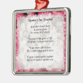 Leraar gedicht - Roze Floral edge Design Metalen Ornament (Links)