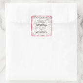 Leraar gedicht - Roze Floral edge Design Vierkante Sticker (Tas)