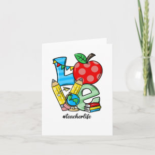 Leraar geeft les materiaal liefde appel symbool kaart