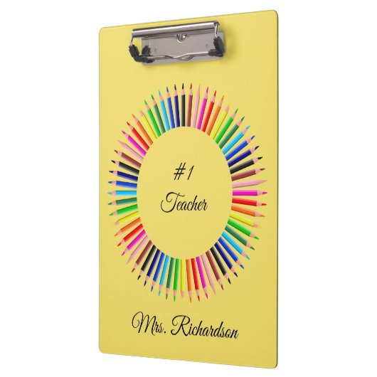 Leraar Geel Gepersonaliseerd Klembord (Links)