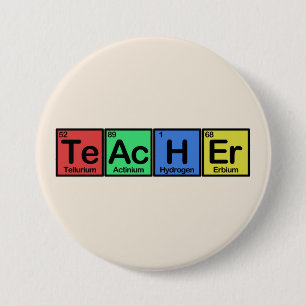 Leraar gemaakt van de kleuren van Elementen Ronde Button 7,6 Cm