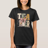 Leraar Gemengd Patroon Vette Letters Potlood Roze T-shirt (Voorkant)