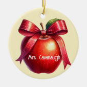 Leraar Gepersonaliseerd Kerstcadeau Rode Appel Keramisch Ornament (Voorkant)