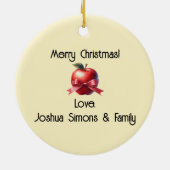 Leraar Gepersonaliseerd Kerstcadeau Rode Appel Keramisch Ornament (Achterkant)