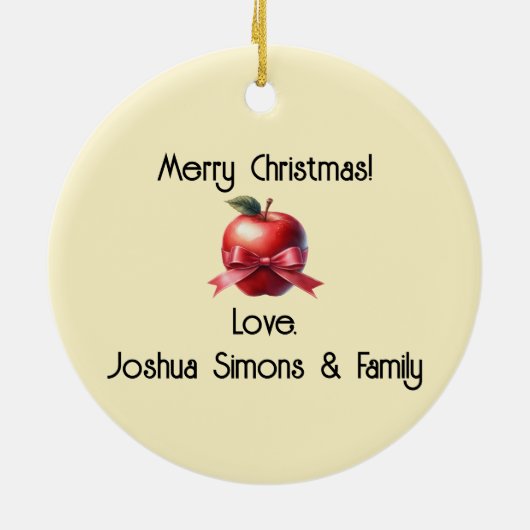 Leraar Gepersonaliseerd Kerstcadeau Rode Appel Keramisch Ornament (Achterkant)