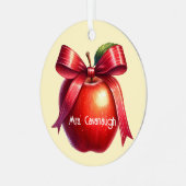 Leraar Gepersonaliseerd Kerstcadeau Rode Appel Metalen Ornament (Voorkant links)