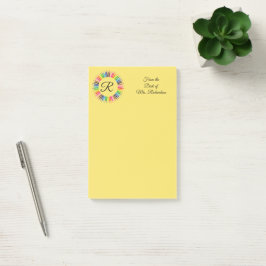 Leraar Gepersonaliseerd kleurenpotlood Monogram 4x Post-it® Notes