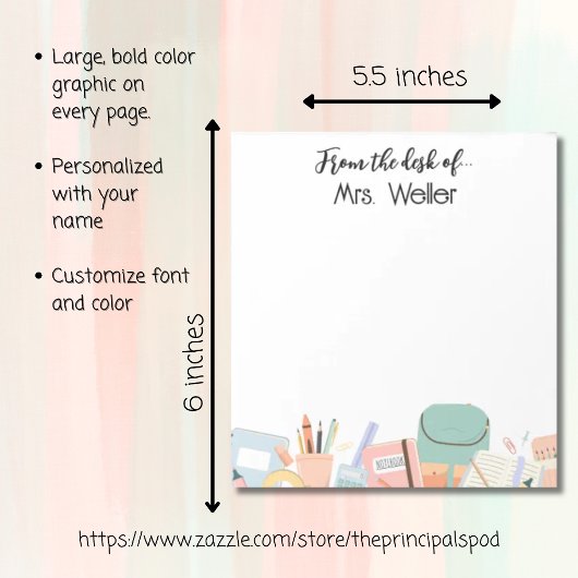 Leraar gepersonaliseerd terug naar school kleurpot notitieblok