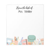 Leraar gepersonaliseerd terug naar school kleurpot notitieblok (Voorkant)