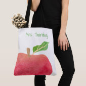 Leraar Gepersonaliseerde rode Waterverf Apple-lera Tote Bag (Dichtbij)