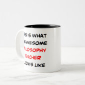 leraar geweldige filosofie tweekleurige koffiemok (Voorkant links)