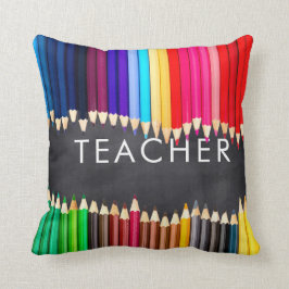Leraar Gift Bright Pencils Chalkboard Kussen