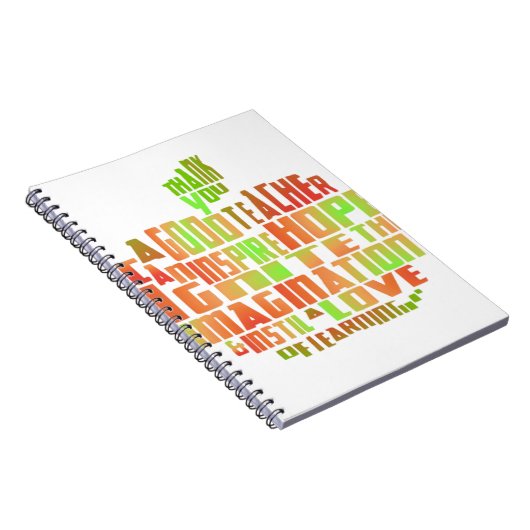 Leraar Gift Keepomwille Apple Quote Hartelijk dank Notitieboek (Rechterzijde)