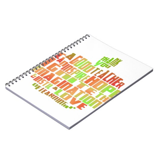 Leraar Gift Keepomwille Apple Quote Hartelijk dank Notitieboek (Linkerzijde)