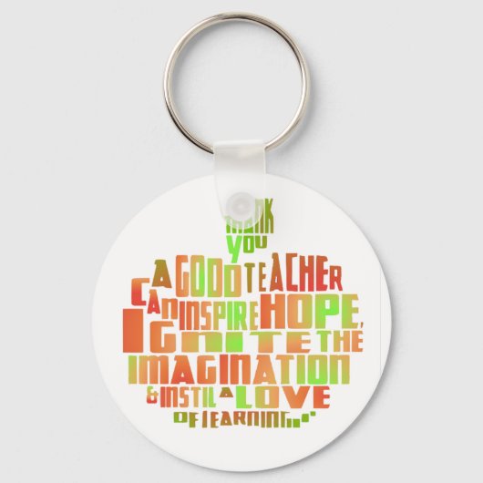 Leraar Gift Keepomwille Apple Quote Hartelijk dank Sleutelhanger (Voorkant)