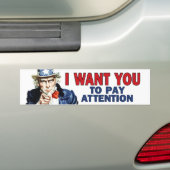 Leraar Gift - Oom Sam zegt BETALING AANDACHT Bumpersticker (Op auto)