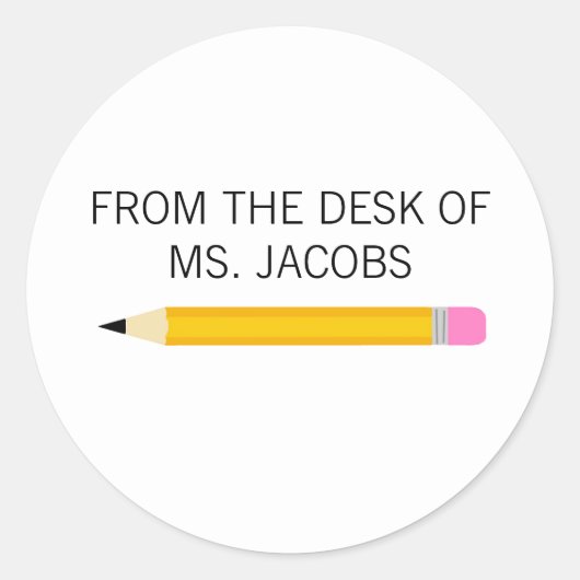 Leraar Gift Pencil Van het bureau van Ronde Sticker (Voorkant)