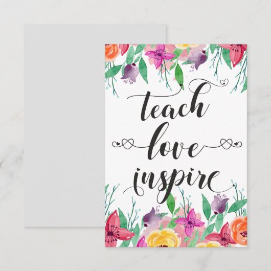Leraar Gift Teach Love Inspire Quote Florence (Voorkant / Achterkant)
