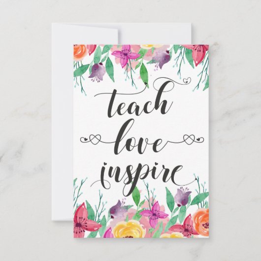 Leraar Gift Teach Love Inspire Quote Florence Bedankkaart (Voorkant)