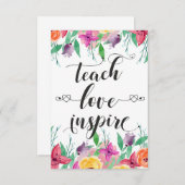 Leraar Gift Teach Love Inspire Quote Florence Bedankkaart (Voorkant / Achterkant)
