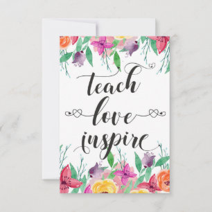 Leraar Gift Teach Love Inspire Quote Florence Bedankkaart