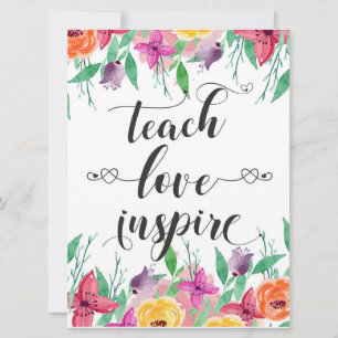 Leraar Gift Teach Love Inspire Quote Florence Kaart