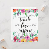 Leraar Gift Teach Love Inspire Quote Florence Kaart (Voorkant / Achterkant in situ)