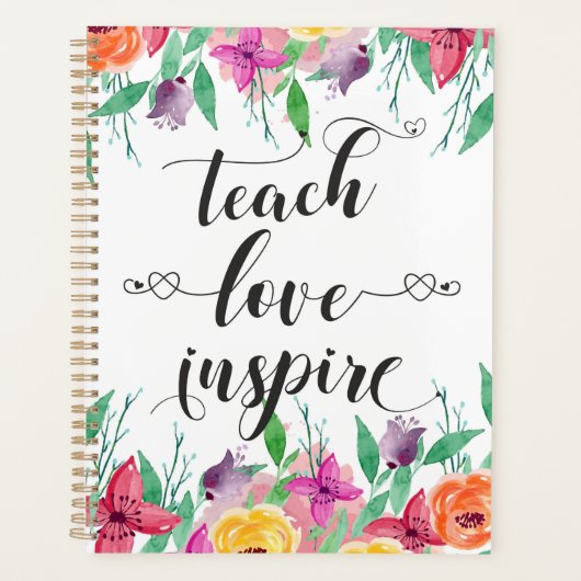 Leraar Gift Teach Love Inspire Quote Florence Planner (Voorkant)