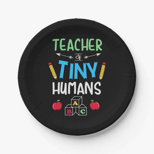 Leraar Gift Teacher Tiny Humans Papieren Bordje (Voorkant)