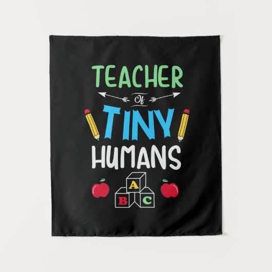 Leraar Gift Teacher Tiny Humans Wandkleed (Voorkant)