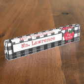 Leraar Gingham Desk Naambordje (Zijkant)