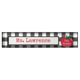 Leraar Gingham Desk Naambordje